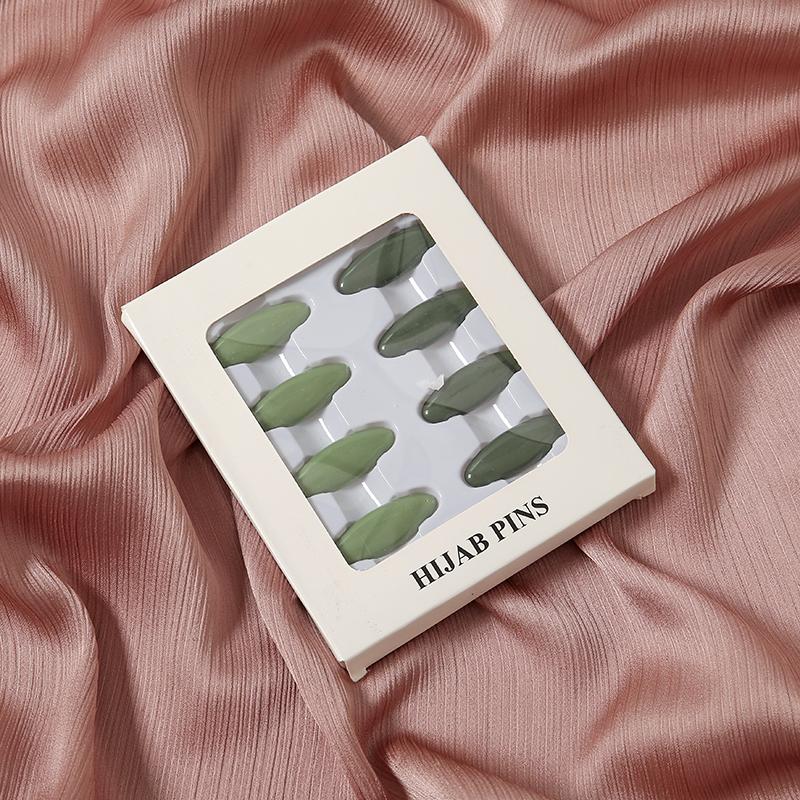Fashion Muslim Scarf Hijab Pins Oval Plastic Brooches For Women Mixed Colors Clips Fixed Safely Pin Accessories 8PcsBox