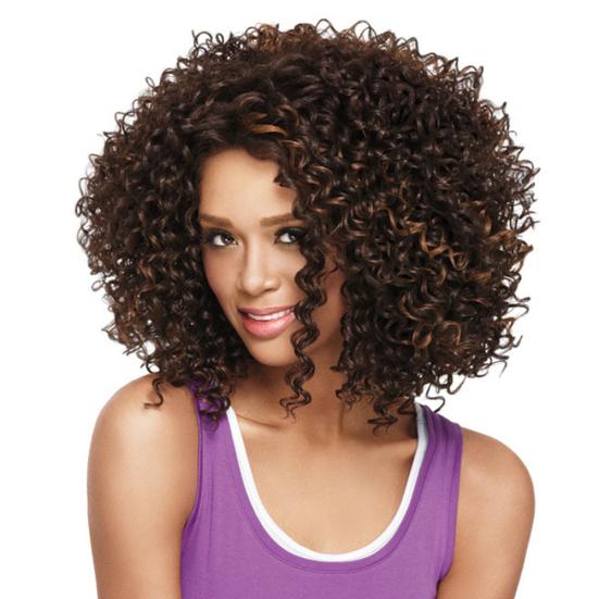 Women Synthetic Shoulder Length Curly Hair Extension Afro Wig Cosplay Costume