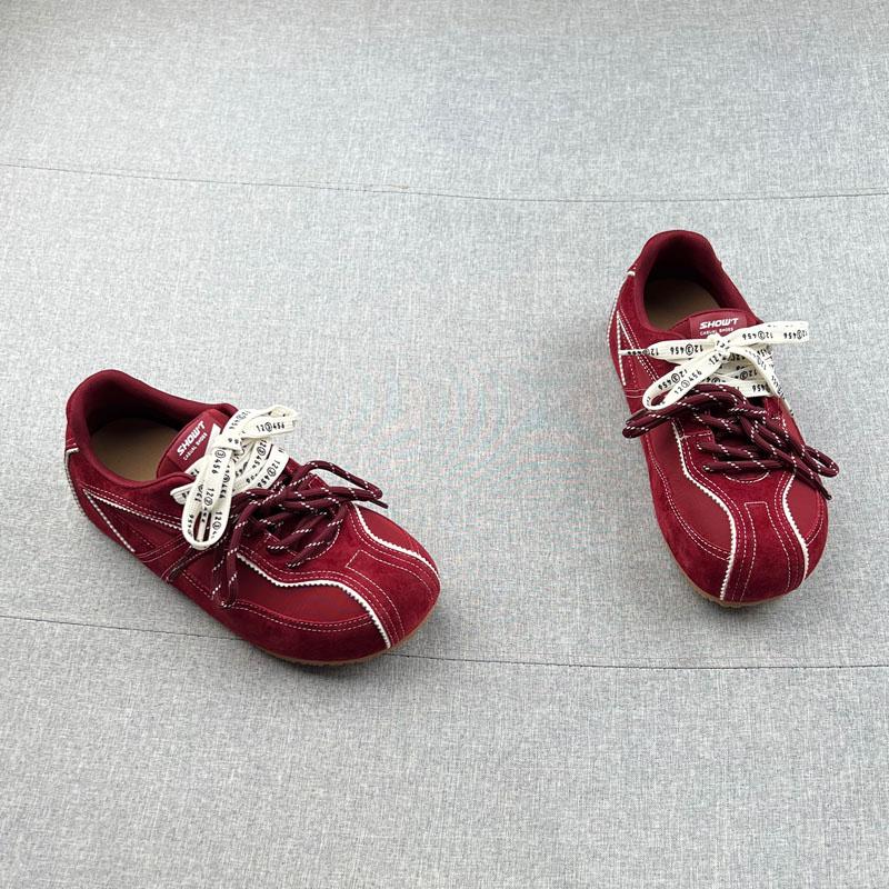 

Lan Cabinet цвет в тон шнуровка на плоской подошве немецкие тренировочные туфли спортивная и повседневная обувь женская новая нескользящая подошва туфли Форреста Гампа в графе 35 красный