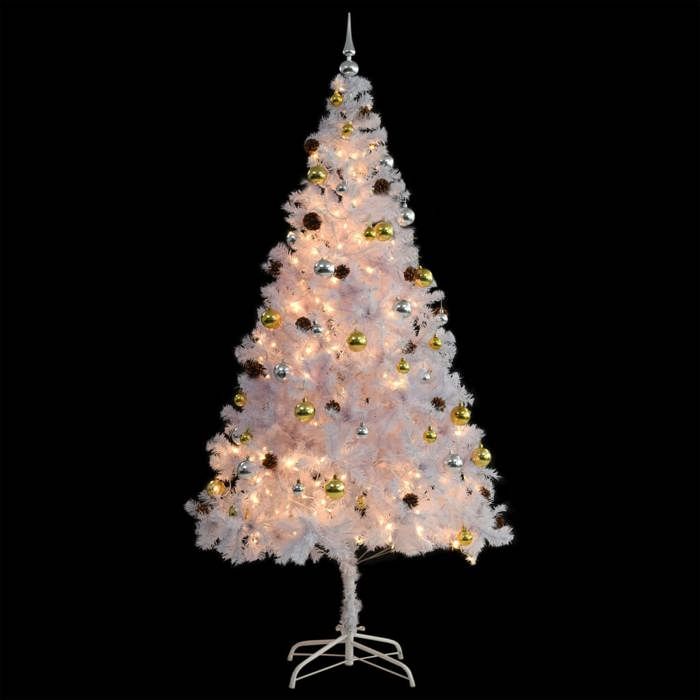 VidaXL Pre-lit Artificial Christmas Tree with Balls, Christmas Tree with LEDs, Holiday Decoration, Party Ornament 321504