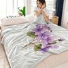 1pc of Romantic Purple Floral Fresh Leaf Patterned Fleece Blanket, Ultra-Soft Sofa Throw, Printed Design, Modern Style, Suitable for Sofa, Bed, Travel