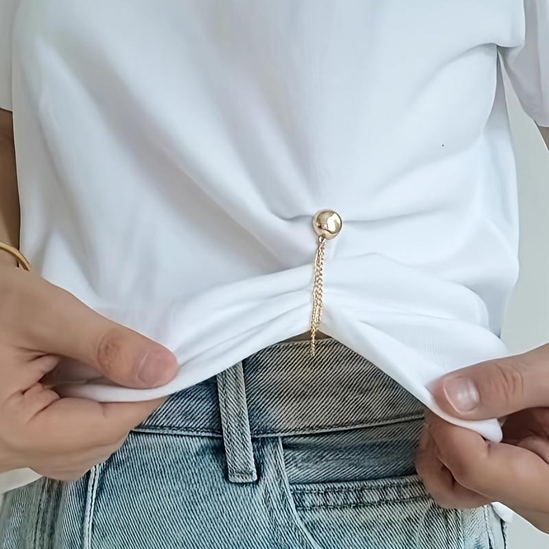 Magnetischer Taillenmieder, verstellbarer T-Shirt-Saumclip, perfekte Passform, Metall-Druckknopf, Weiß/Gold/Schwarz erhältlich
