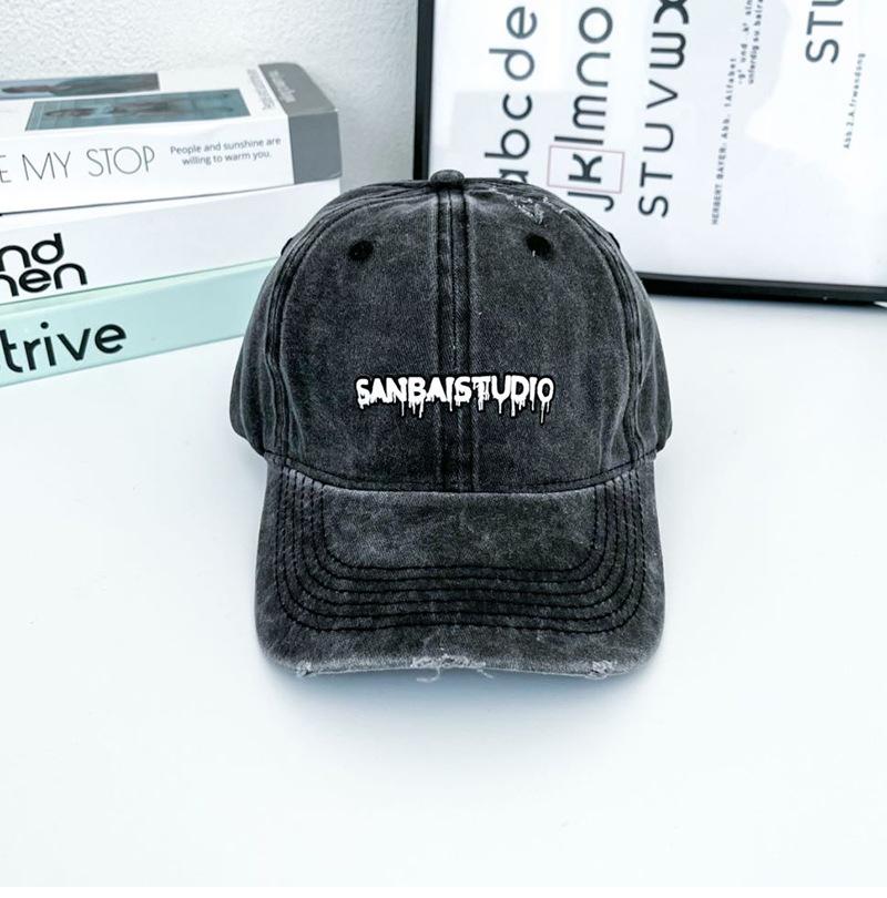 Baseball cap men's washed denim letter embroidery autumn and winter new outdoor sports sunshade cap tide