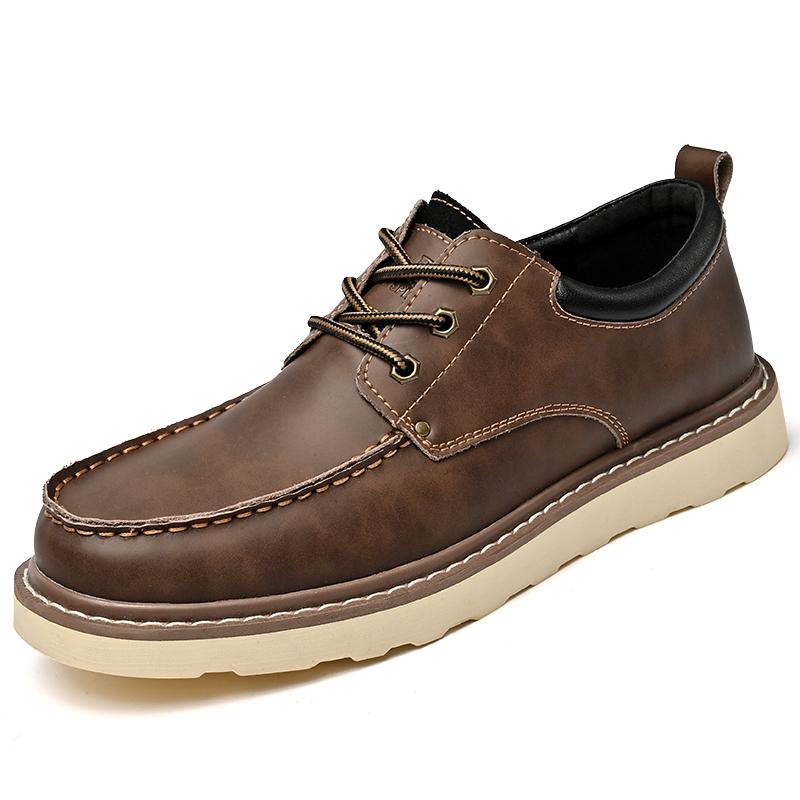Fashion Cowhide Men Business Dress Shoes Fashion Genuine Leather Outdoor Office Shoes British Casual Lace Up Flat Designer Leather Shoes