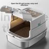 Large Enclosed Cat Litter Box Stainless Steel Anti-Scatter Cat Bedpan Fully Sealed Kitty Toilet High-Sided Pet Bathroom Solution