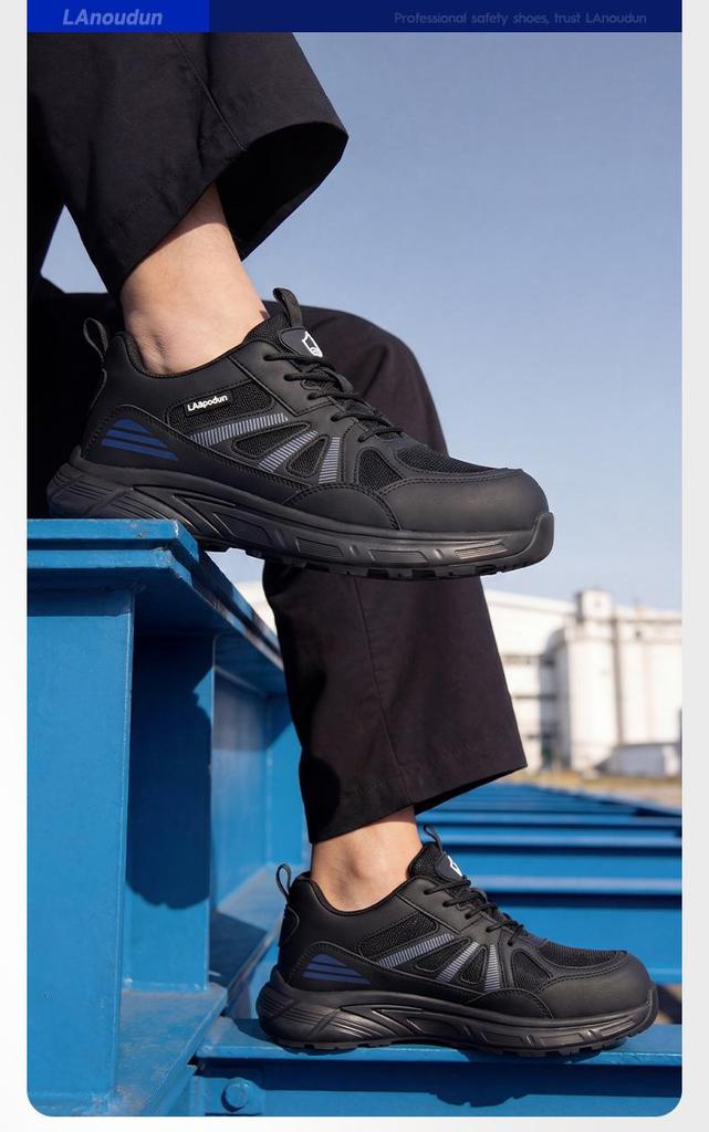 Blue Gull Shield Men's Low-Top Safety Shoes – Lightweight, Anti-Smash, Anti-Puncture, Wear-Resistant, Durable Work Footwear