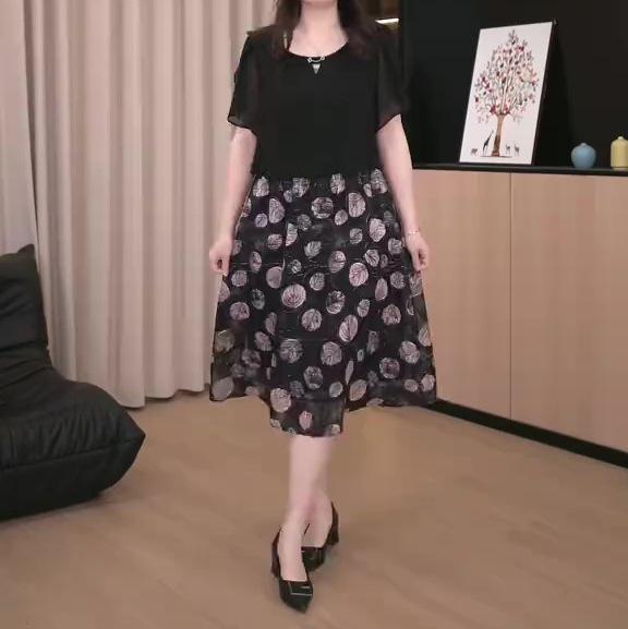 

Summer Plus Size Slimming Chiffon Print Dress - Short Sleeve 6XL (220-240 jin)