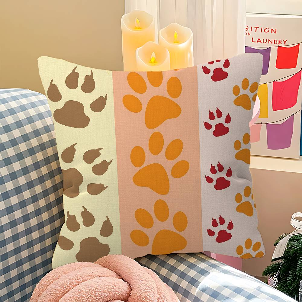 Cute Dog Paw Theme Maple Design Cushion Cover Happy Autumn Harvest decor Holiday Decorati Pillow Cover