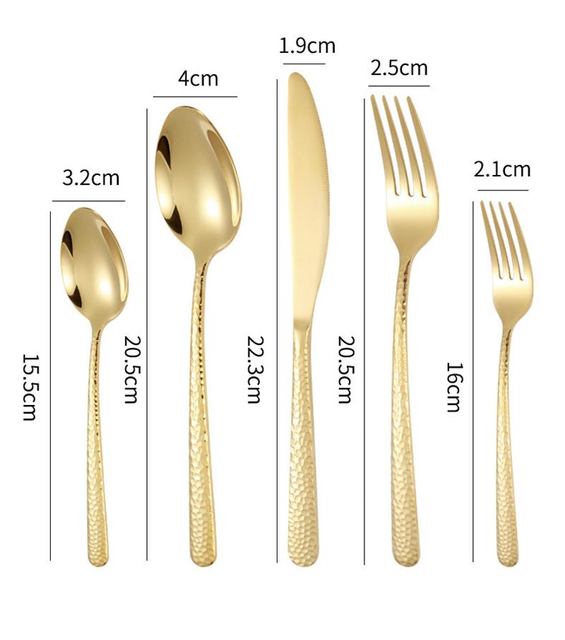 Hammered Pattern 5 Pcs Creative Cutlery Set Western Stainless Steel Knife Fork Spoon Dinnerware Set Kitchen Tableware