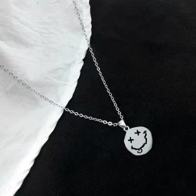 Smile Face Necklace Women Chain Figure Pendant Necklaces Girl Jewelry Silver Color Trendy Kpop Zinc Alloy Collares
