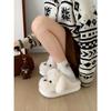 Cute cartoon white non-slip thick-soled fluffy slippers women wear autumn and winter soft-soled bag head mop