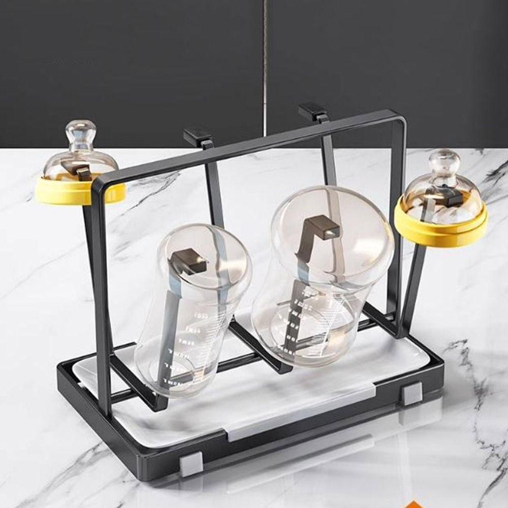 Rustfritt Stål Glasskoppstativ Plassbesparende Flasketørkestativ Benkeplate