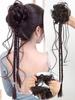Chinese Style Flower Bud Head Synthetic Hair extension Wigs Natural Fluffy Slightly Curly Twisted Braid Wig Hair Accessories