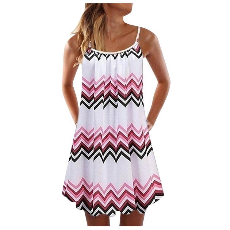 

Bohemian Print Sleeveless Vest Dress Women Casual Summer Loose Tank Large Size Fashion XS белый