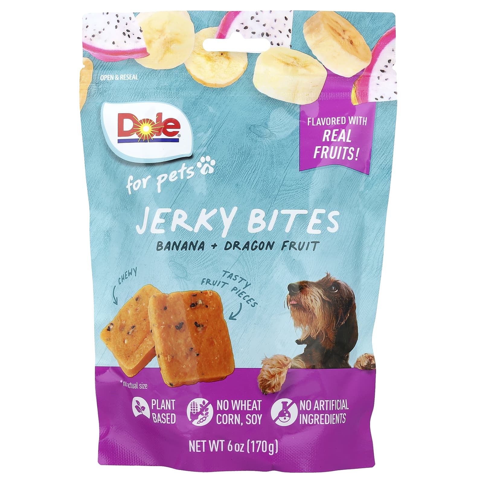 

Dole for Pets, Jerky Bites, Banana + Dragon Fruit, 170g (6oz)