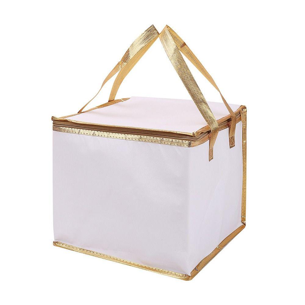 Reusable Aluminum Foil Tote Bag Zipper White Insulated Thermal Cooler Bag Refrigerated Bag Picnic Cake Fruit Drink Refrigeration