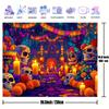 One Polyester Background Fabric for Dia De Los Muertos, Featuring Skulls and Flowers Design, for Indoor Party Decoration Banner