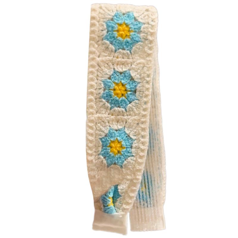 Retro Knit Adjustable Hairband for Adults Soft and Comfortable Headband Knitting Floral Hairpieces for Women and Girls