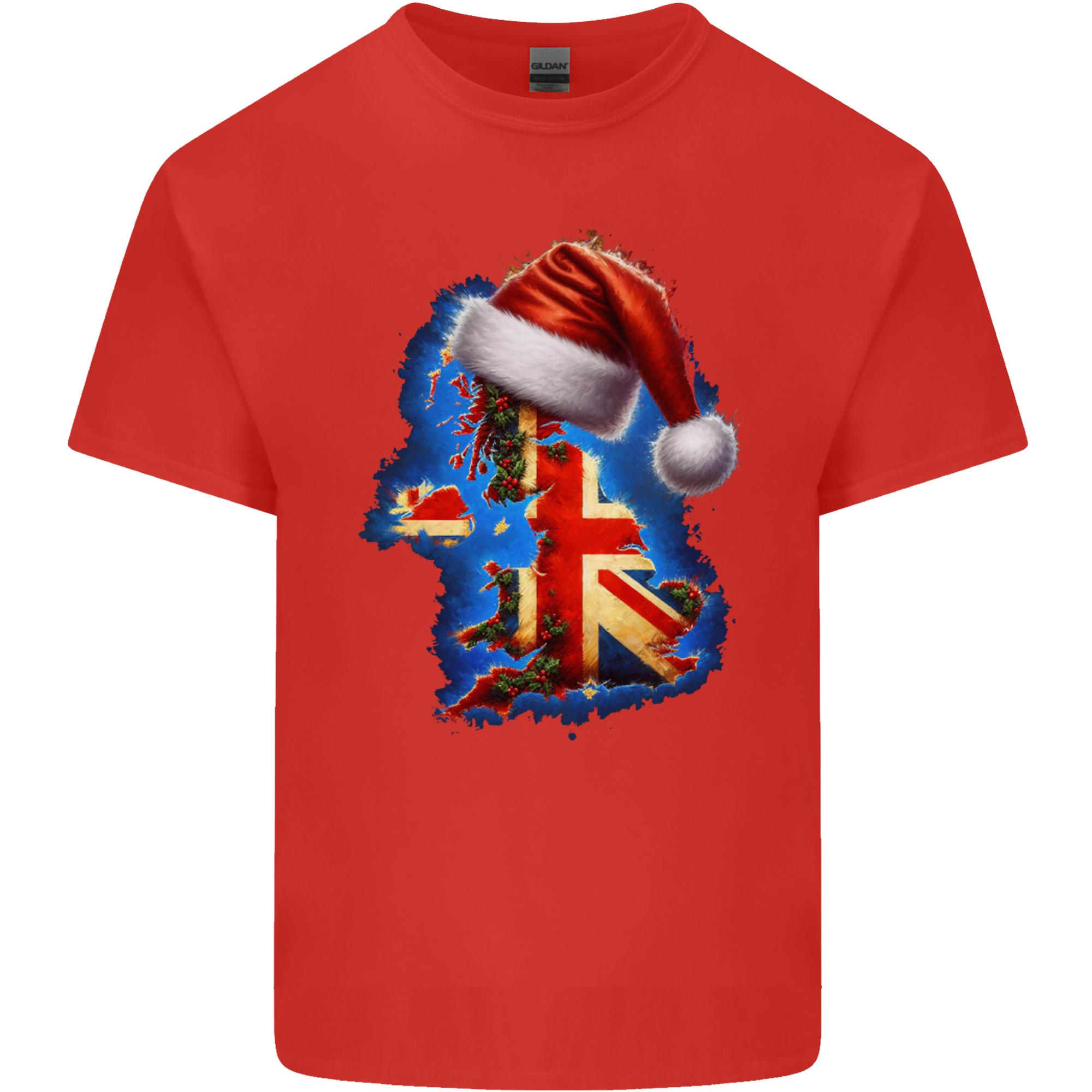Christmas Great Britain UK Union Jack Xmas Flag Unisexs Light Cotton TShirt S