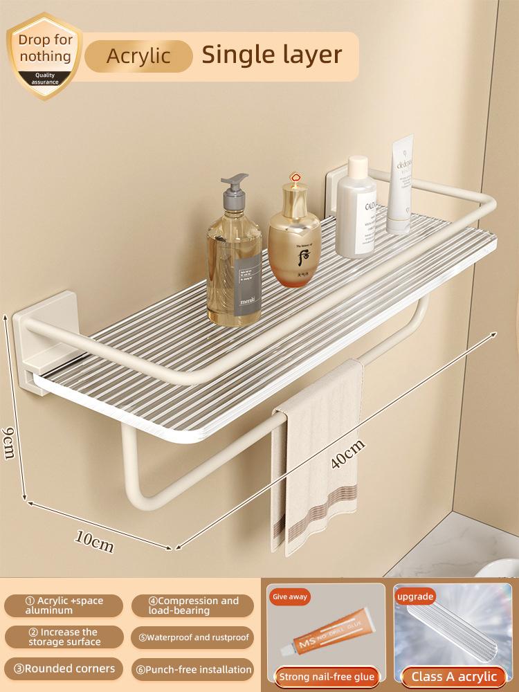 Acrylic Transparent Wall Storage Rack Cosmetic Makeup Storage Tray Shampoo Rack Shower Shelf Bathroom Accessories No Drill Shelf