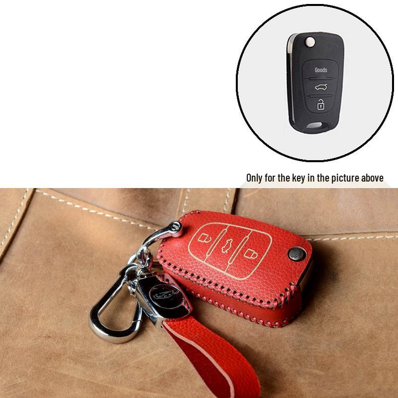 Hyundai Smart Key Cowhide Lanyard Case for Sonata, IX35, Tucson, Elantra, Yuedong, Santa Fe