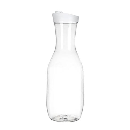 Vannkanne 1,5L Vannflaske med vipplokk Gjennomsiktig juicebeholder Rund Firkantet base Melkeflaske for Hjem Kjøkken Bar Restaurant