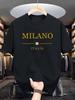 Summer Fashionable Casual MILANO ITALIA Pattern Printed Women's T-shirt Sports Round Neck Short Sleeved Men's T-Shirt
