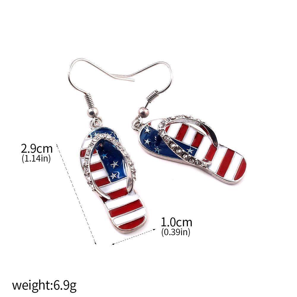 Popular US Flag Star Heart Earrings and Pendant Set