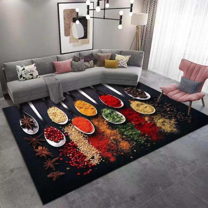 

Spice Pattern Living Room Rug Creative Sofa Coffee Table Mat Bedroom Bedside Carpet Large Area Anti Slip Mat for Home Decoration 40x60cm