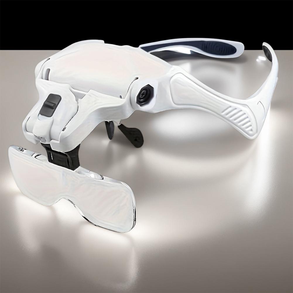 LED-Kopf Lupe 5 austauschbare Linsen 1,0x bis 3,5x LED-beleuchtete Kopfband Lupe mit 2 LED-Lichtern Kopfband Lupe