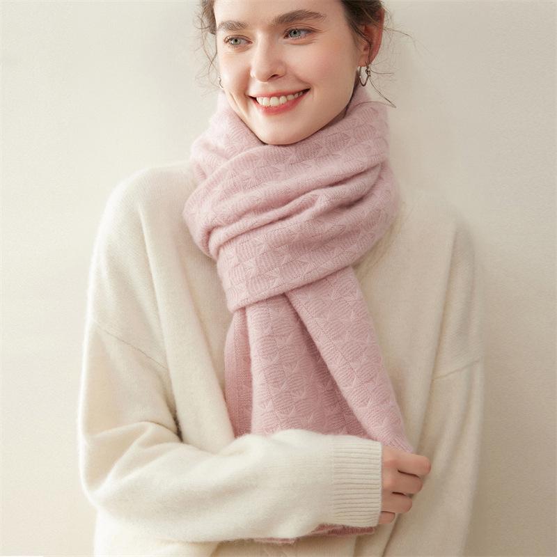 Women's 100% Pure Cashmere Scarf - Warm, Versatile, Solid Color Knit for Autumn & Winter