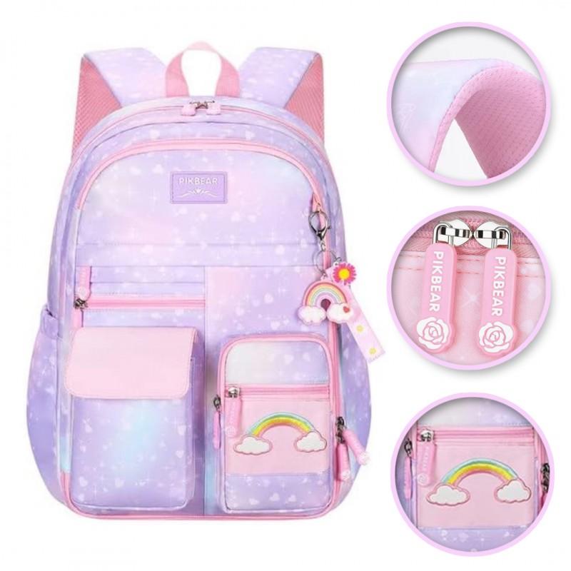 Schulrucksack Regenbogen Mit Schlüsselanhänger Jugendlich Für Mädchen Regenbogen
