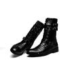 New Autumn Gothic Men Pointed Toe Stage Performance Faux Leather Boots Male Punk Studs High Heels Shoes Rivet Booties