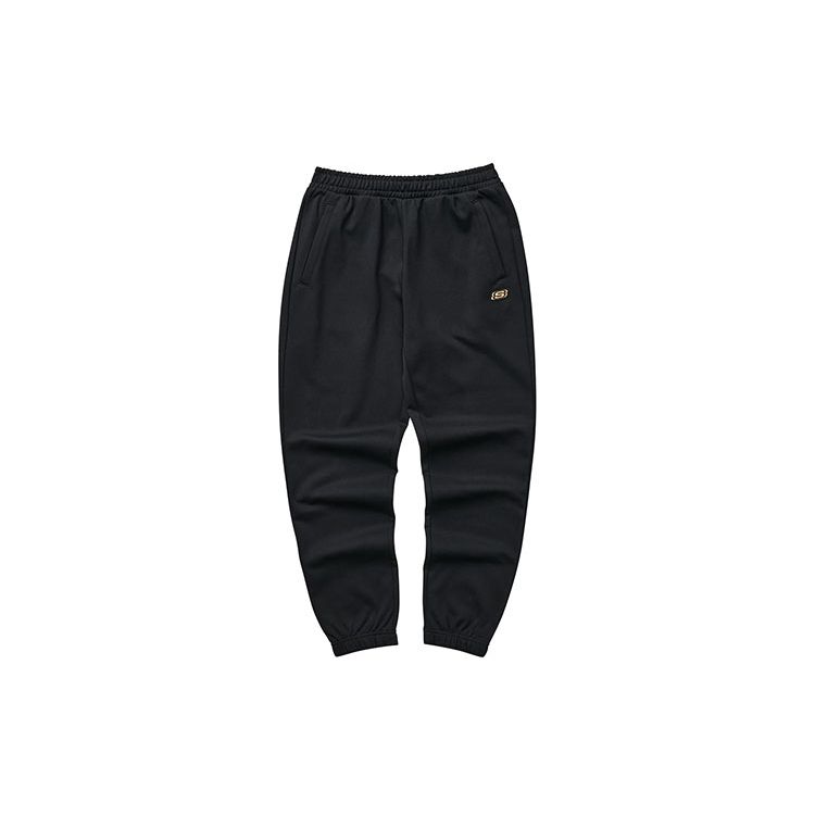 Skechers New Year Series Solid Color Elastic Waist Cuffed Casual Pants Women bottoms Carbon-Black L124W013-0018