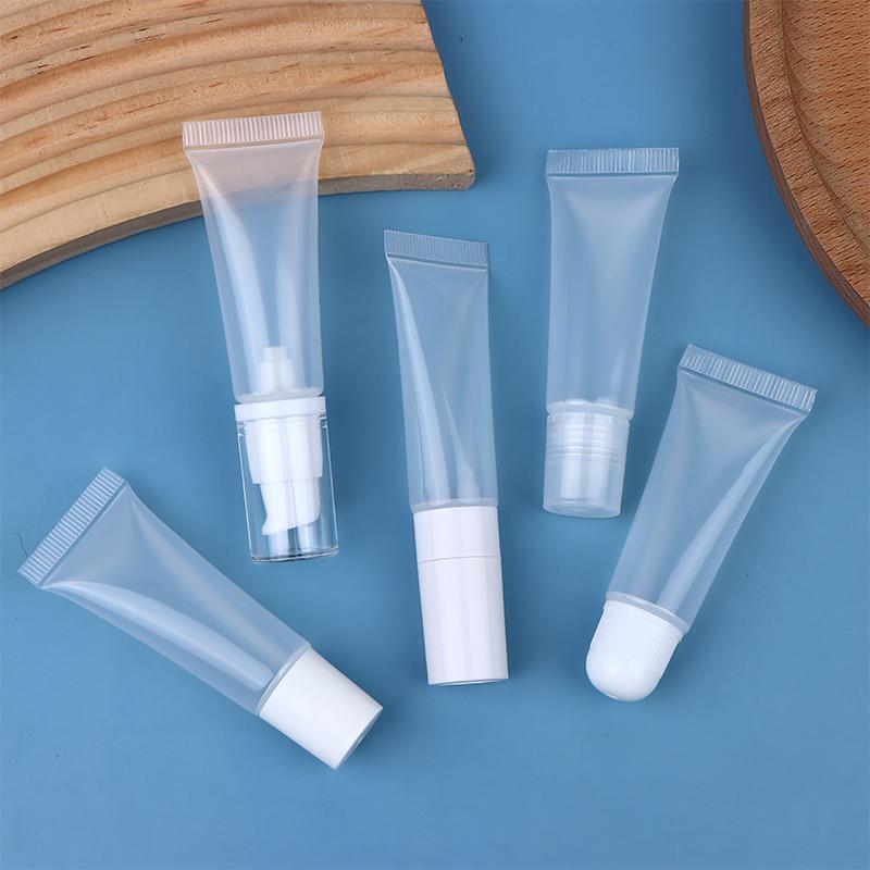 10G Průhledné měkké prázdné tuby na lesk na rty, nádobky na balzám na rty, plnitelné mini stlačovací kosmetické tuby, krém, pleťová voda, cestovní