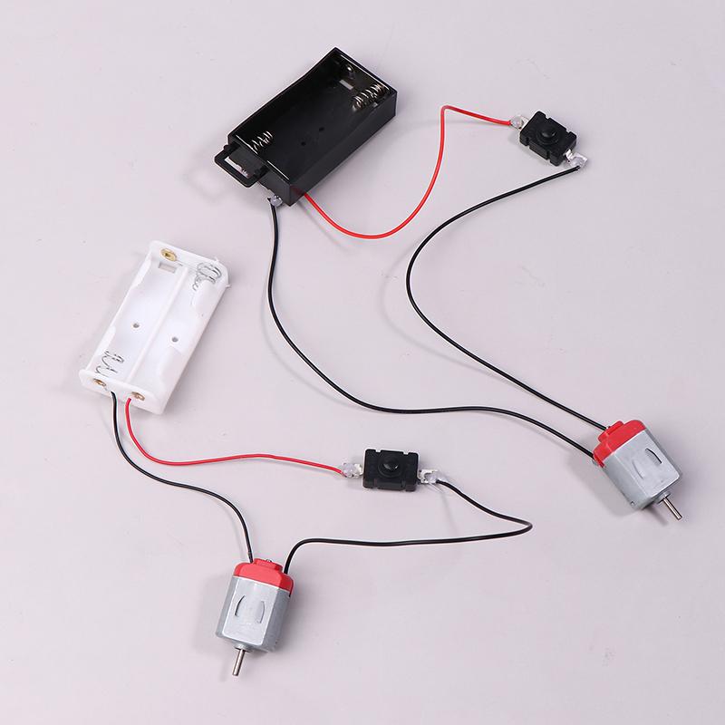 Black White 130 Motor Kit With 2Xaa Battery Storage Case And Switch 16500 Rpm Mini Diy Electronic Motor Circuit Models Kit