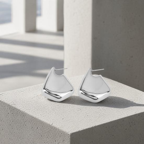 1 Pair Chunky Earrings for Women, Polished Geometric Dangle Earrings, Large Statement Jewelry Accessories
