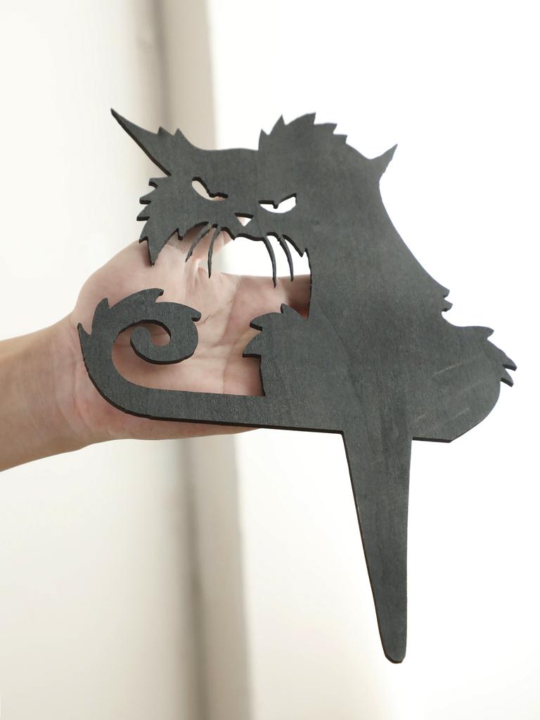 Wooden Halloween Yard Stake Black Cat Silhouette Garden Decoration Spooky Outdoor Decor for Lawn Pathway Halloween Party Display