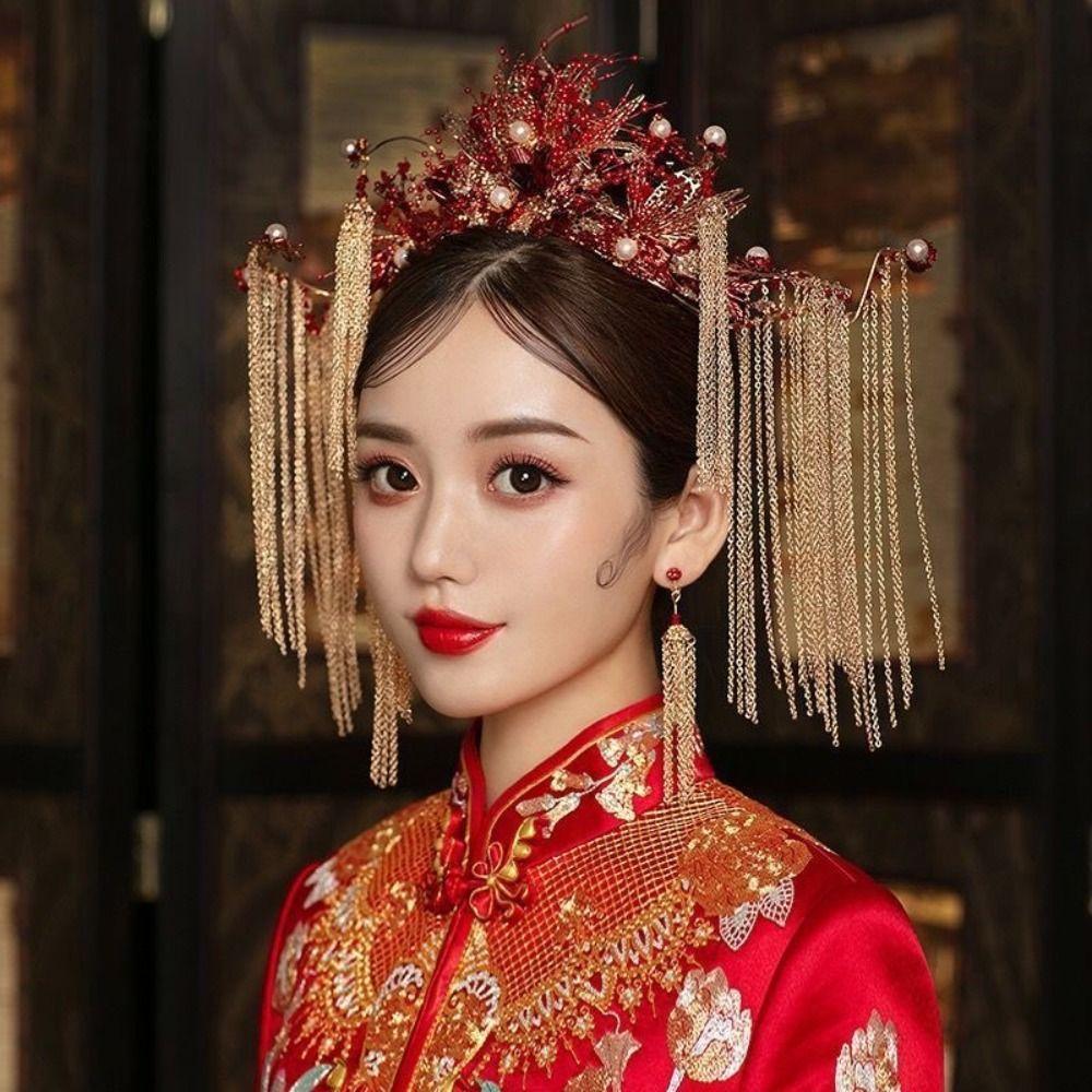 Long Tassels Bridal Headwear Sparkling Phoenix Crown Fashion Crown Hair Clip  Wedding