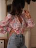 2026 New Women's V-neck Printed Casual Ice Silk Elegant Shirt