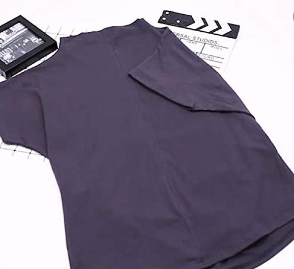 Molx French Loose Cotton Women's T-Shirt, Sleeve, Off-Neck, Cuffed, Fit, (Small, Black)