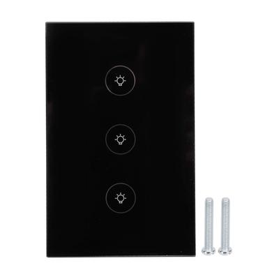 3 Gang Smart WiFi Light Switch Panel Touchable Wireless APP Voice Control Single Fire Line for Tuya