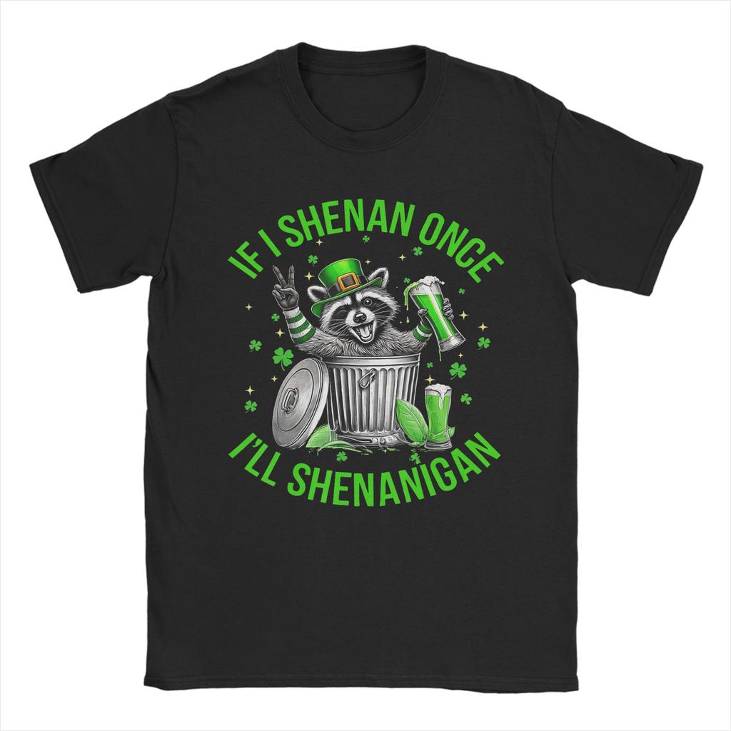 Si je Shenan Une fois Ill Shenanigan T-shirt Plage Hip Hop T-shirts Homme 100% Coton Col Rond Oversize Hauts Manches Courtes