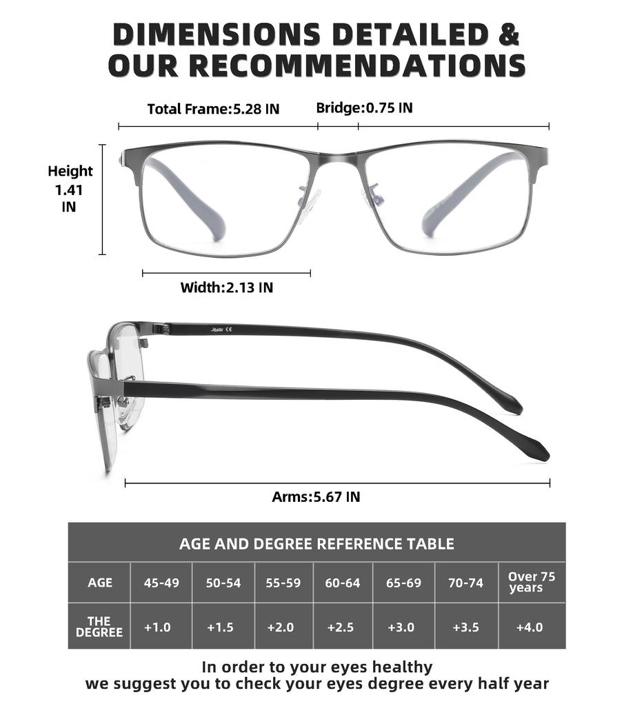JM Men Reading Glasses Blue Light Blocking Optics Lenses for Women Men Anti Glare Filter Lightweight Eyeglasses