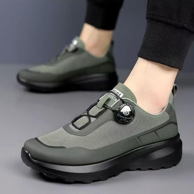 Men's Shoes New Rotating Button Men's Casual Shoes Black Commuter Shoes Platform Non-slip Outdoor Sports Shoes Men