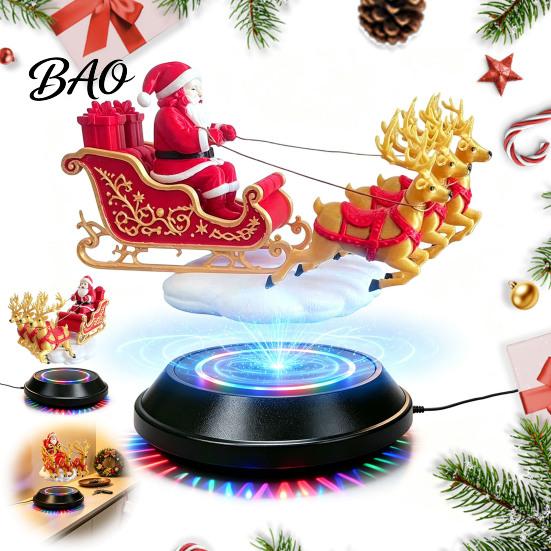 Floating Santa Sleigh Sleigh, Magnetic Levitation Santa's Flying Ornament, Christmas Office Desk Ornament Display for Home, Office, Shelf &