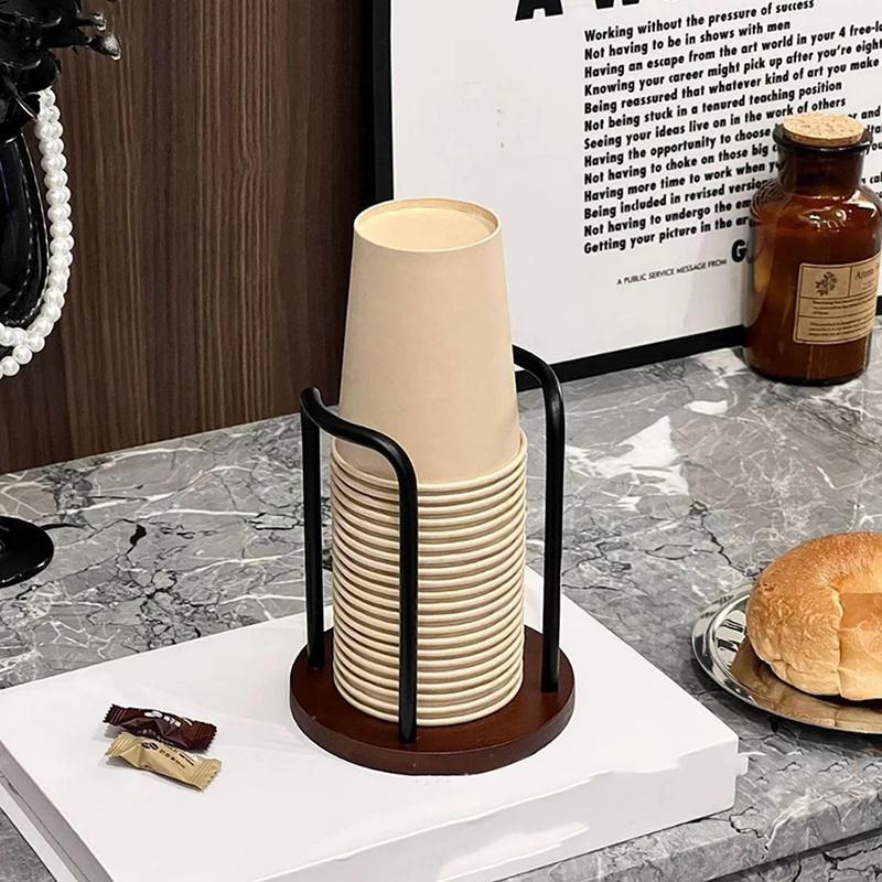 Luxury Disposable Cup Storage Holder Water Tea Cups Dispenser Rack Shelf with Longer Stick Mug Display Stand Home Organizer