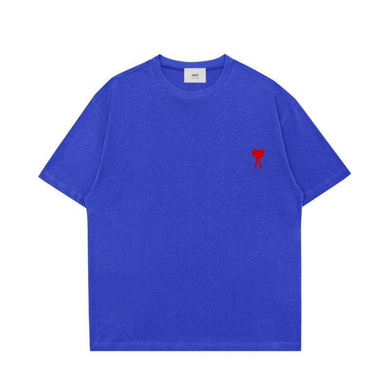 AMI&EASY Classic Short-Sleeve Men's T-Shirt with Small Heart Embroidery - Casual and Versatile Summer Wear