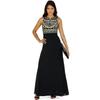 Elegant Women Round Neck Sleeveless Geometric Print Chiffon Dress Long Floor Length Stylish Casual Attire