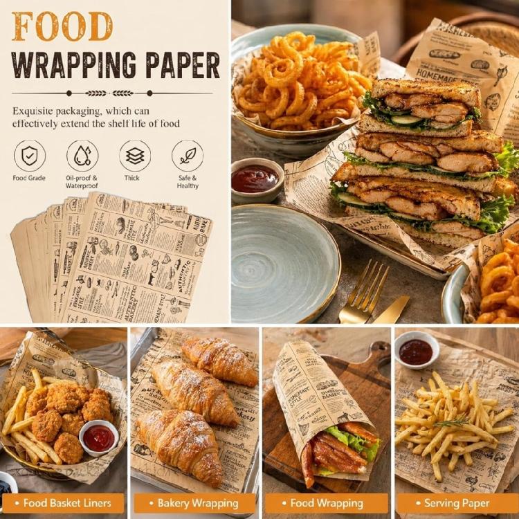 Sandwich Wrapping Paper,Disposable Food Basket Liners for Outdoor Picnic Baking Parchment Paper 11×15Inch Delis Paper